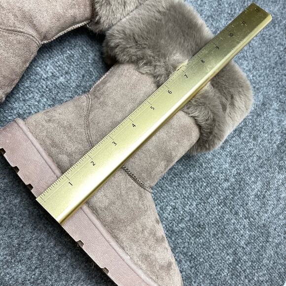 Bamboo Round Toe Faux Fur Top Slip On Casual Womens Mid0Calf Boots Shoes - Picture 8 of 10